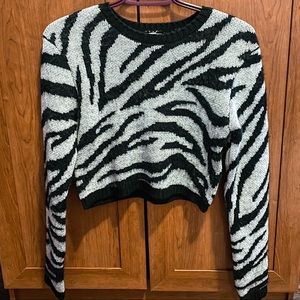Zebra Print Fuzzy Sweater
